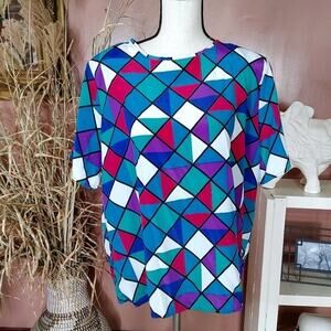 Kathie Lee Vintage Size 18 NWT New Career Triangle Retro Made in USA Blouse Top